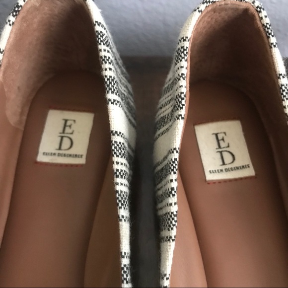 Ellen DeGeneres Striped Cap Toe Flat Ballet Shoes - Picture 4 of 7